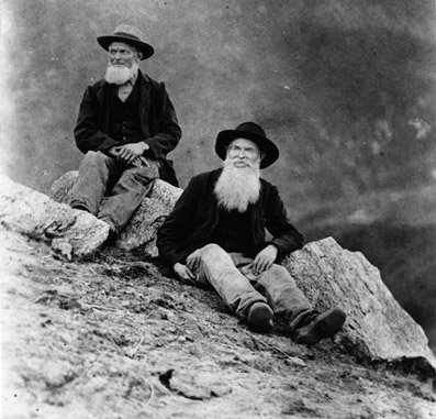 Abolitionist John Brown's sons, Owen and Jason Brown, hiking the San Gabriel Mountains in 1884. Courtesy of the Photo Collection, Los Angeles Public Library.